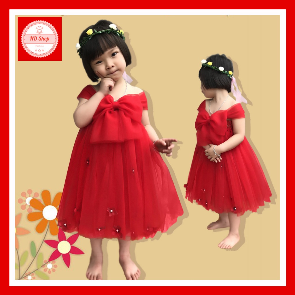 Váy tutu đỏ nơ cho bé