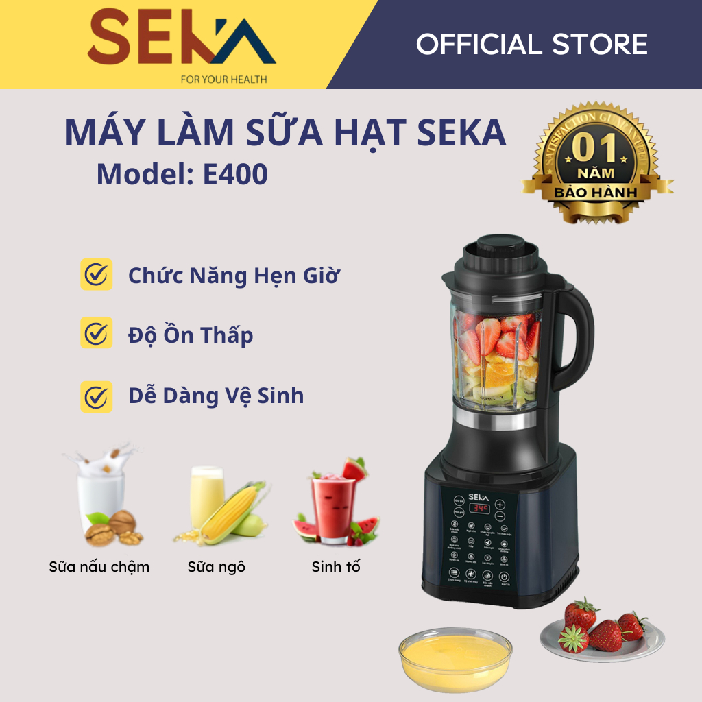 Máy xay sữa hạt SEKA E400 đa chức năng xay nấu tự động dung tích 1750mlg bảo hành 12 tháng