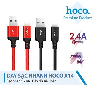  Dây sạc nhanh PD10W Hoco X14 chân LN dây dù chống gãy gập dài 1M 2M 