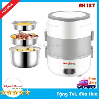 Hộp Cơm Hâm Nóng Và Nấu Inox 3 Tầng, Hộp cơm cắm điện Làm Nóng Bằng Hơi Nước Siêu Tốc model 2025