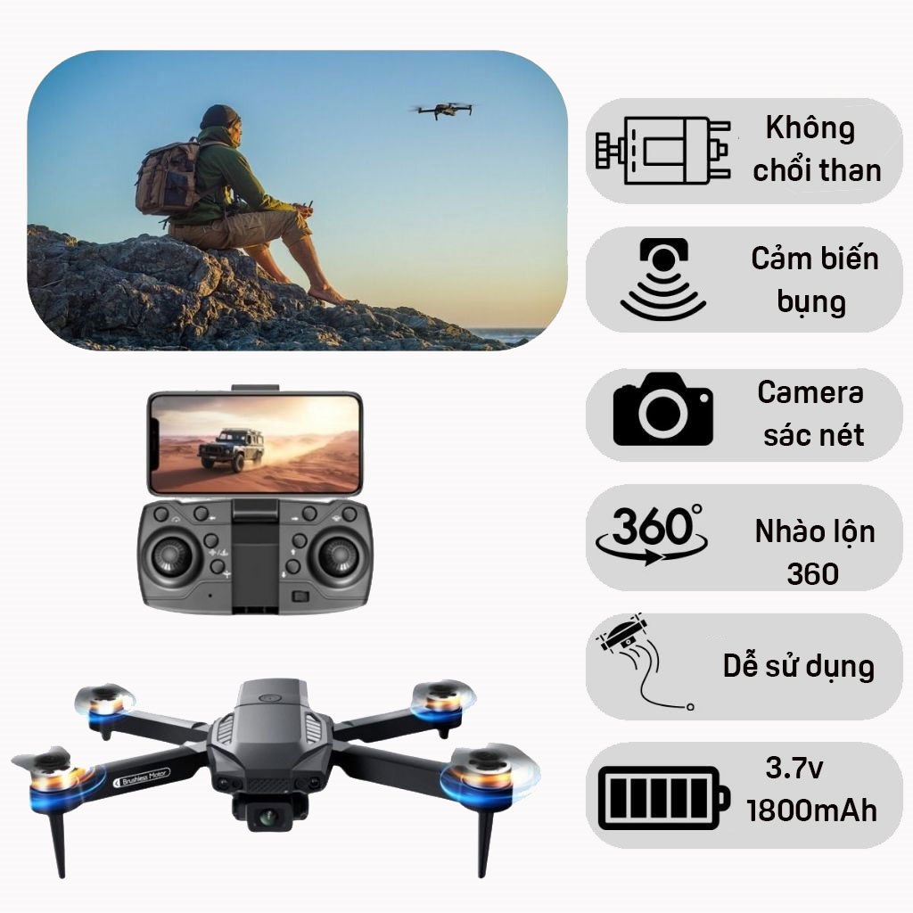 Play cam camera mini F198 pro không chổi than, máy bay flycam giá rẻ, drone, plycam, phờ lai cam | BigBuy360 - bigbuy360.vn