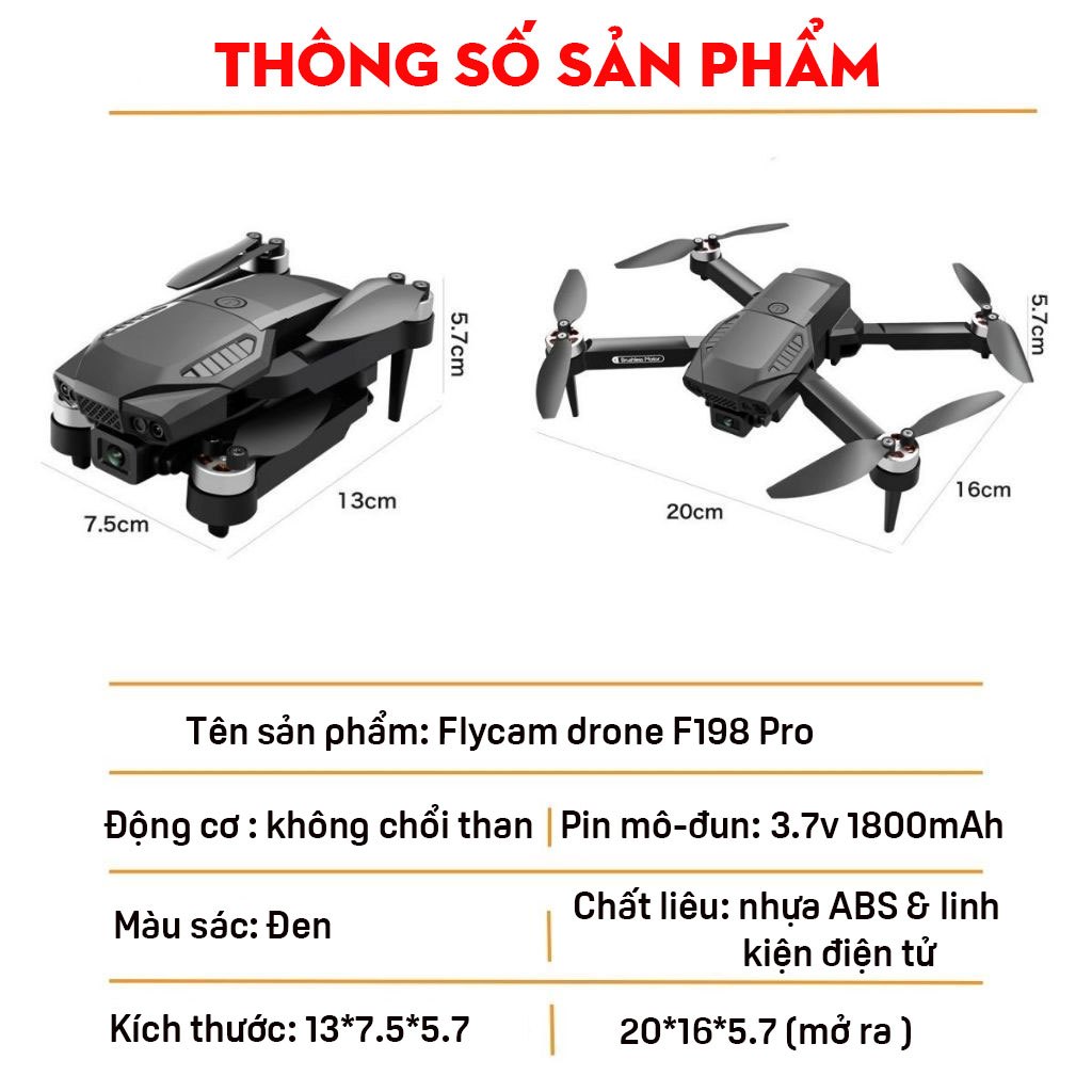 Play cam camera mini F198 pro không chổi than, máy bay flycam giá rẻ, drone, plycam, phờ lai cam | BigBuy360 - bigbuy360.vn