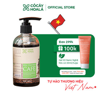 Sữa Tắm Tẩy Tế Bào Chết Hạt Cà Phê Cỏ Cây Hoa Lá Trắng Da, Mờ Thâm 300g