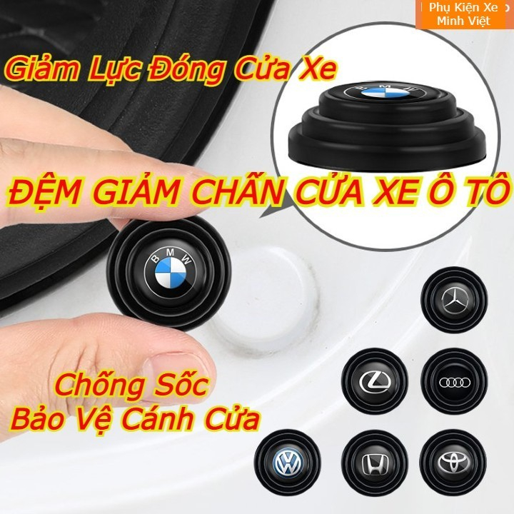 Combo 10 Đệm Giảm Chấn Ô Tô, Nút Giảm Lực Đóng Cửa, Miếng Dán Chống Xóc Có Logo Hãng Xe