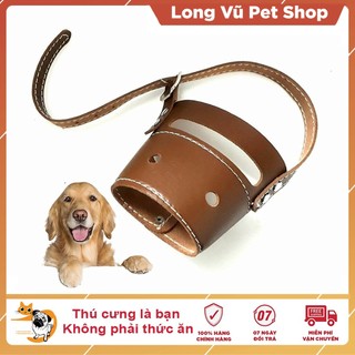 Rọ mõm cho chó chất liệu da có dây thu nới, rọ mõm chó size từ 4-30kg - Long Vũ Pet Shop