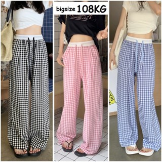 Quần ống suông rộng nữ KẺ CẠP TRẮNG, Vải đũi cao cấp mát, bền, không nhăn, kiểu dáng thời trang trend karo, Có BIGSIZE