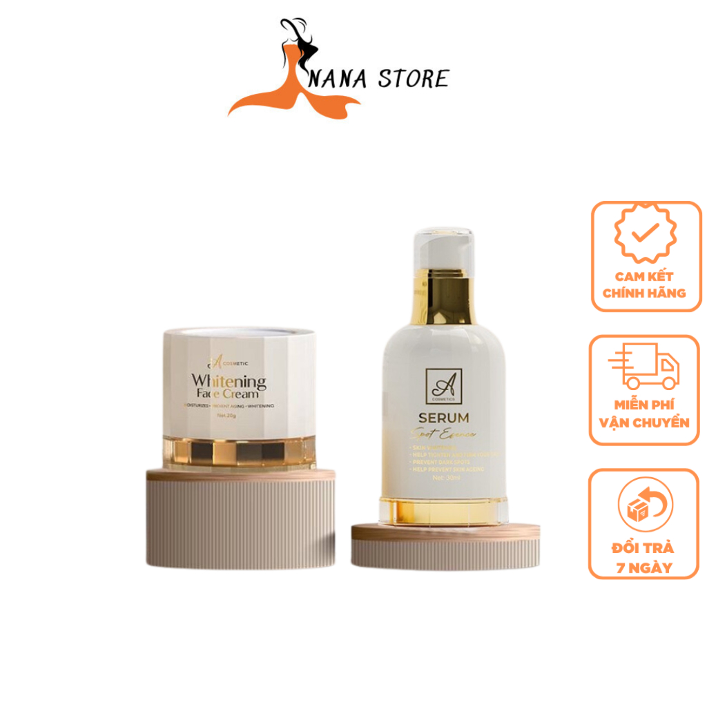 Combo Kem Face Pháp A Cosmetics Serum Dưỡng Trắng Da Mặt, Serum Spot Esence