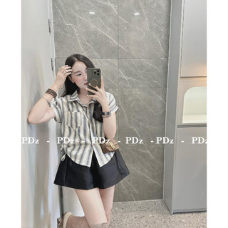 Áo sơ mi kẻ nhún eo xinh xỉu hàng QC tag Gigi freesize