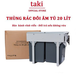 {HÀNG CAO CẤP} Thùng Rác Đôi Thông Minh Âm Tủ Bếp 2 Khoang Dung Tích 20L - Bảo Hành 10 Năm (Có Thợ Lắp Đặt))