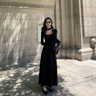 (Góc nhỏ của Mây - ORDER) MV50 Váy dệt kim Mulvan cổ choker dáng xoè dài phong cách Hàn Quốc GNCM