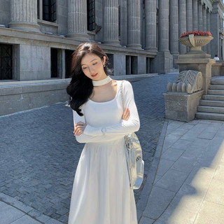 (Góc nhỏ của Mây - ORDER) MV50 Váy dệt kim Mulvan cổ choker dáng xoè dài phong cách Hàn Quốc GNCM