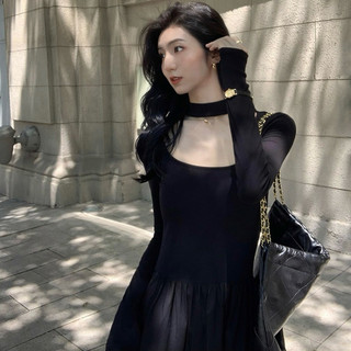 (Góc nhỏ của Mây - ORDER) MV50 Váy dệt kim Mulvan cổ choker dáng xoè dài phong cách Hàn Quốc GNCM