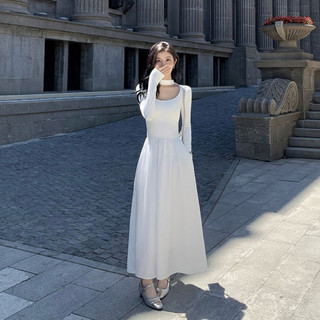 (Góc nhỏ của Mây - ORDER) MV50 Váy dệt kim Mulvan cổ choker dáng xoè dài phong cách Hàn Quốc GNCM