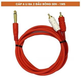 Dây cáp âm thanh 6 li 6.5 ra 2 đầu RCA (bông sen) dài 1.5m , Dây Cáp tín hiệu AV