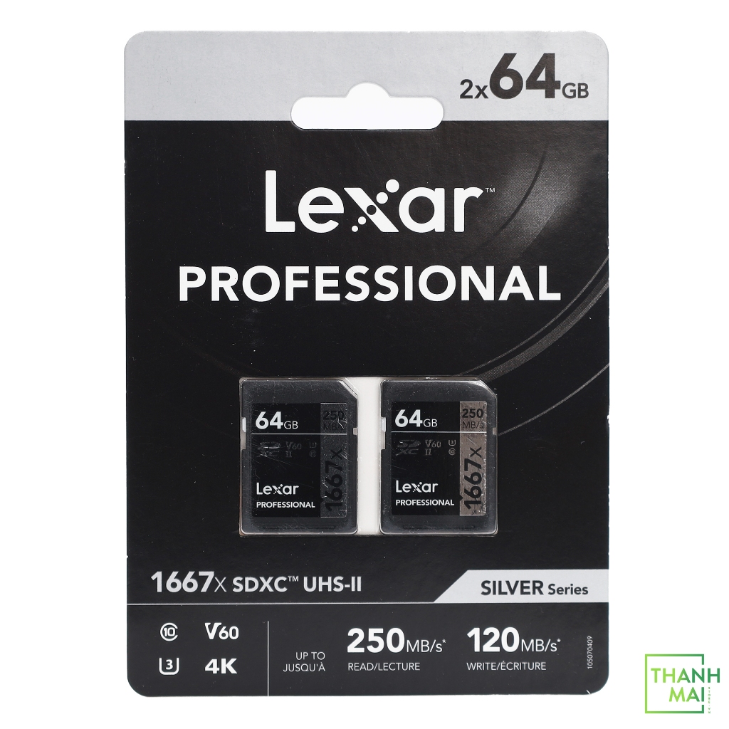 Thẻ Nhớ Lexar Professional SDHC/SDXC 1667x UHS-II 64GB Memory Card 2 Pack | LSD64GCBNA16672