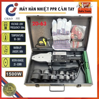 Máy Hàn Ống Nhựa PPR cầm tay 20-63, Công suất 1500W, Chỉnh nhiệt núm xoay- Máy hàn nhiệt HDPE, PPR