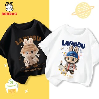 Áo thun LABUBU cho bé trai, áo cộc tay chất cotton mềm mịn in hình LABUBU cho bé