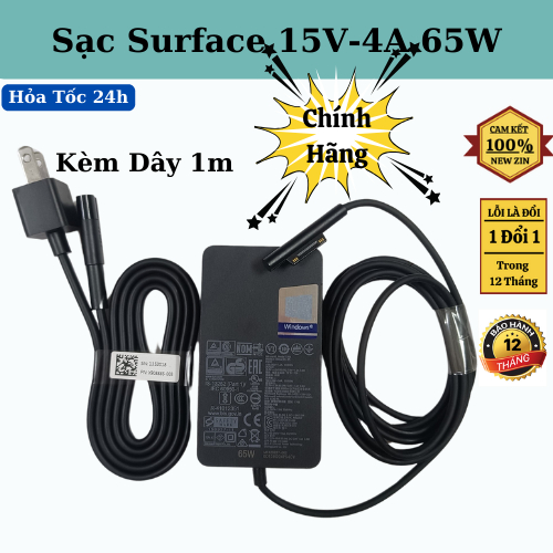 [Sạc Zin] Sạc Surface Pro 4 5 6 7 15V-4A 65W Microsoft Hub ProPlus Studio Laptop Go Book