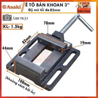 Ê tô bàn khoan 3inch mở tối đa 82mm chất liệu thép và gang bền bỉ, chuyển động trơn trượt- PapaTools
