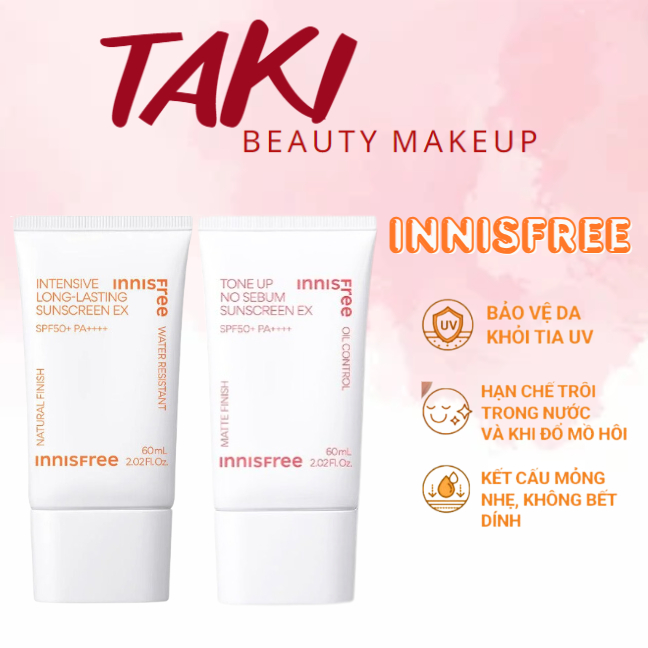 Kem Chống Nắng Innisfree Tone Up No Sebum - Intensive Long Lasting Sunscreen EX 60ml SPF50+ PA++++