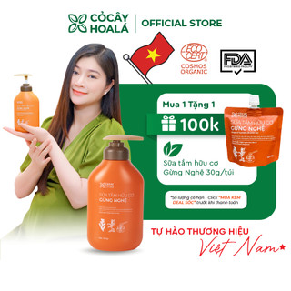 Sữa Tắm Thảo Dược Hữu Cơ Cỏ Cây Hoa Lá Gừng Nghệ Giữ Ấm Cơ Thể, Phòng Cảm Tránh Gió 500gr