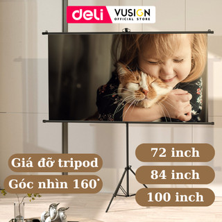 Màn Chiếu Di Động Treo Tường DELI Giá Đỡ 3 Chân Không Đục Lỗ - Xem Phim, Trình Chiếu 4K Thuyết Trình
