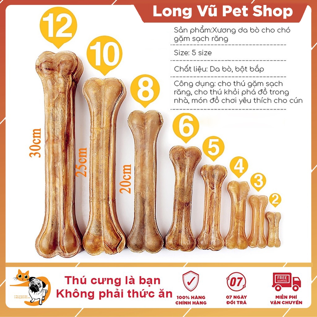 Xương Cho Chó Canxi Da Bò Cho Chó Gặm Sạch Răng Giúp Răng Chắc Khỏe - Long Vũ Pet Shop