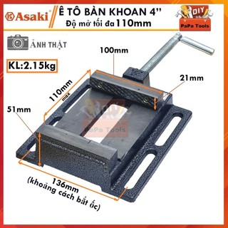 Ê tô bàn khoan 4inch💥Mở kẹp tối đa 110mm 💥chất liệu thép và gang bền bỉ, chuyển động trơn trượt