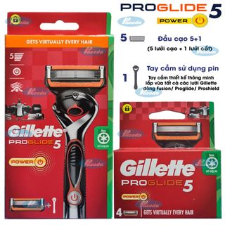 Combo dao cạo râu Gillette Proglide5 Power (1 tay cầm xoay chiều sử dụng pin và 5 đầu cạo 5+1)