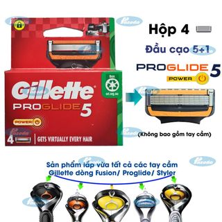 Combo dao cạo râu Gillette Proglide5 Power (1 tay cầm xoay chiều sử dụng pin và 5 đầu cạo 5+1)
