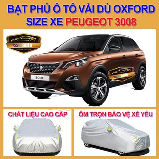 [Peugeot 3008- LOẠI VẢI DÙ] Bạt trùm xe ô tô Peugeot 3008 vải dù oxford cao cấp , áo bạt phủ trùm che kín che nắng,mưa