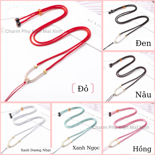 [GIÁ SỈ] Dây Dù Vải Đeo Cổ Phối Nút Chặn Hợp Kim - Dày 2mm Treo Mặt Dây Chuyền Vòng Cổ Phụ Kiện Phon