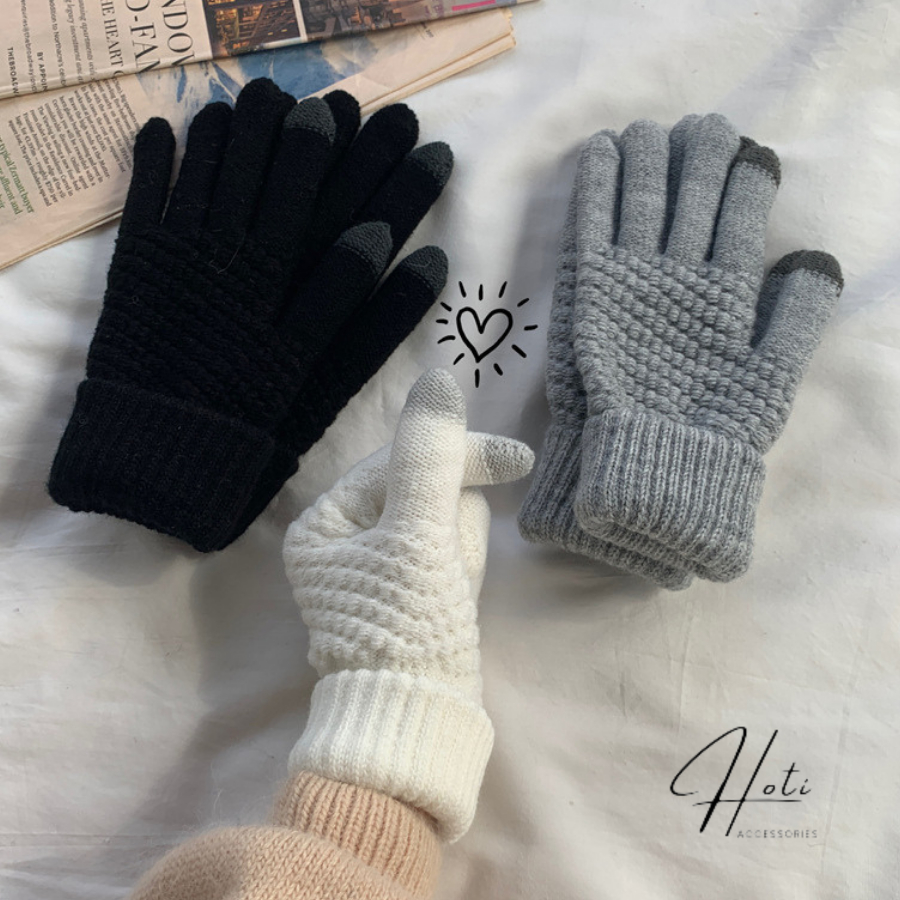 Găng Tay Len Nam Nữ Unisex, Bao Tay Dày Trơn  Giữ Ấm Chống Tia UV Thời Trang Bốn Mùa Nhiều Màu  - HOTI - GT001