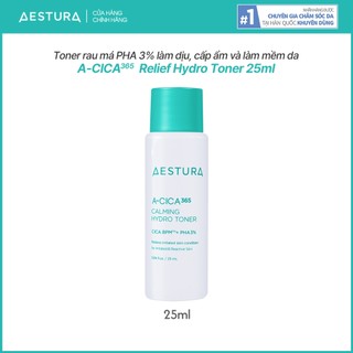 Toner rau má pha 3% làm dịu, cấp ẩm và làm mềm da aestura a-cica365 relief hydro toner 25ml