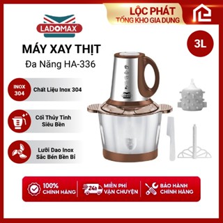 Máy xay thịt 550W Ladomax HA-336 cối inox 304 dung tích 3L, tặng kèm lồng đánh trứng và dụng cụ lột tỏi bh 12 tháng