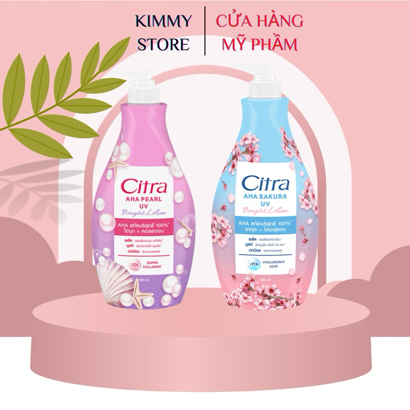 01 Chai sữa dưỡng thể Citra AHA Pearl uv bright lotion 500ml
