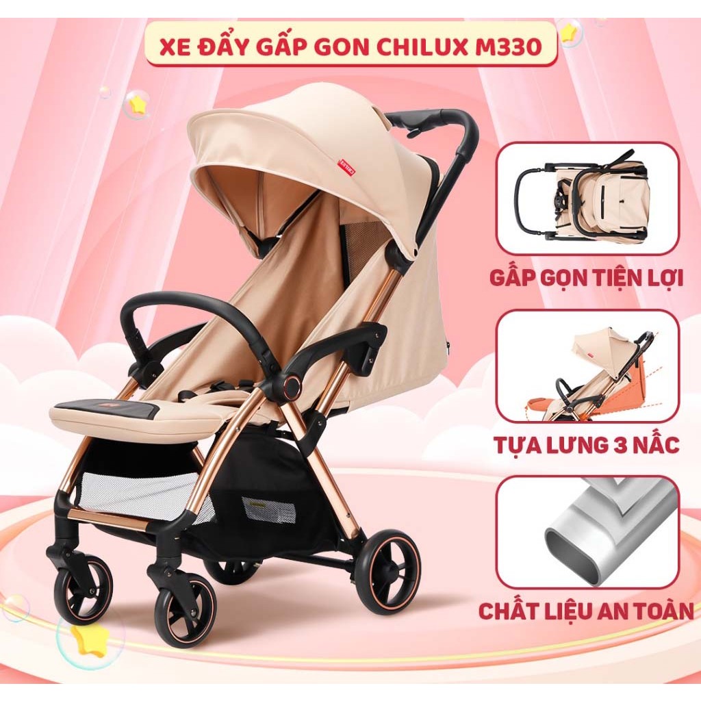 Xe đẩy gấp gọn cho bé Chilux M330 - Xe đẩy em bé bé, siêu nhẹ, an toàn và tiện lợi