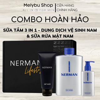 Combo sữa tắm nam 3in1 Nerman 350ml và sữa rửa mặt nam Nerman 60S Fresh 100ml và dung dịch vệ sinh nam Nerm 100ml(3 món)