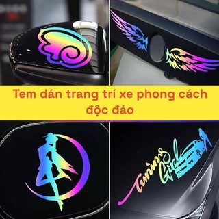 Sticker laser phản quang nhiều màu sắc dán kính chắn gió ,gương xe ô tô,dán trang trí xe máy,mũ bảo hiểm phong cách