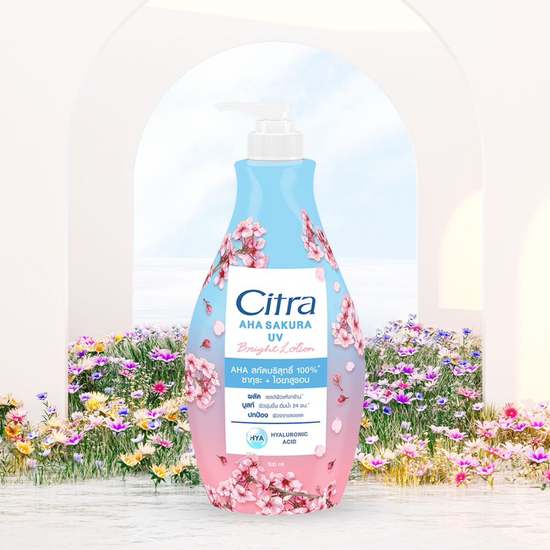 01 chai sữa dưỡng thể citra aha sakura uv bright lotion 500ml Thái Lan