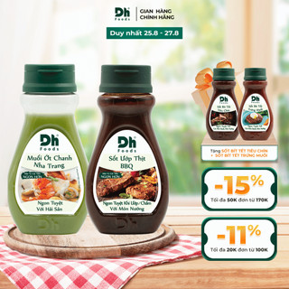 Combo 2 chai Muối ớt chanh Nha Trang 200gr + Sốt ướp thịt BBQ 200gr Dh Foods gia vị ướp BBQ, sốt chấm thịt nướng hải sản