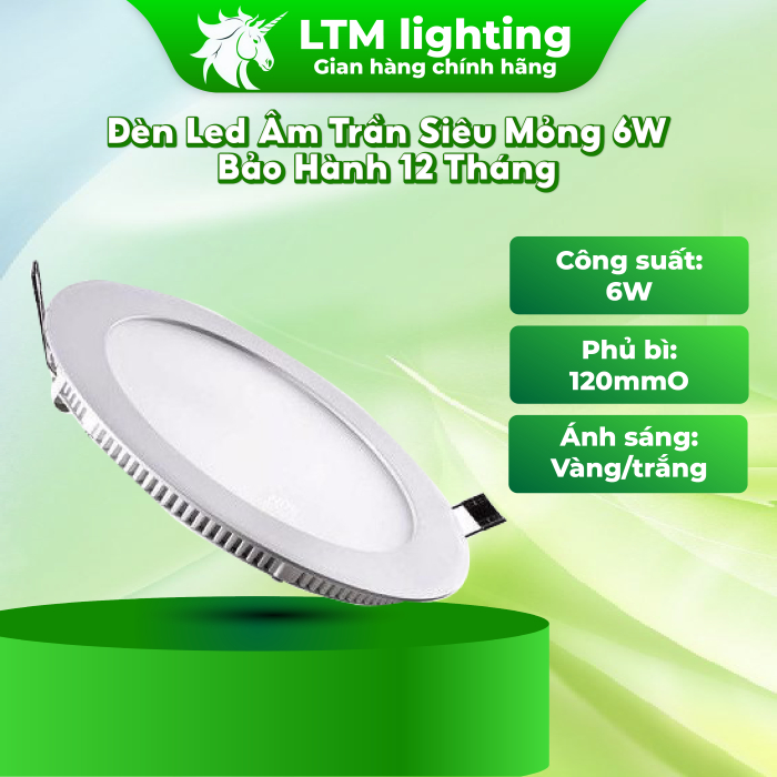 Đèn Led Âm Trần Siêu Mỏng 6W Bảo Hành 12 Tháng