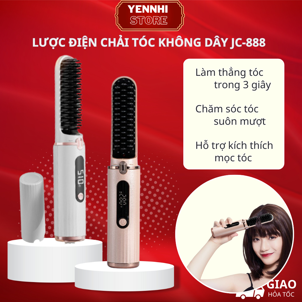  Lược Điện Chải Tóc Không Dây SeeMe JC-888 Giúp Tóc Suôn Mượt,Tạo Kiểu Vào Nếp Nhanh Với 4 Mức Nhiệt Phù Hợp Mọi Loại Tóc 