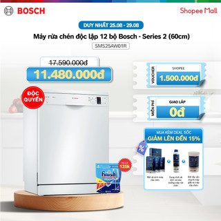 Máy rửa chén độc lập 12 bộ bosch sms25aw01r-series 2 - hàng chính hãng