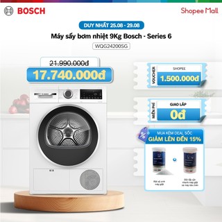 Máy sấy bơm nhiệt 9kg bosch wqg24200sg - series 6 - hàng chính hãng