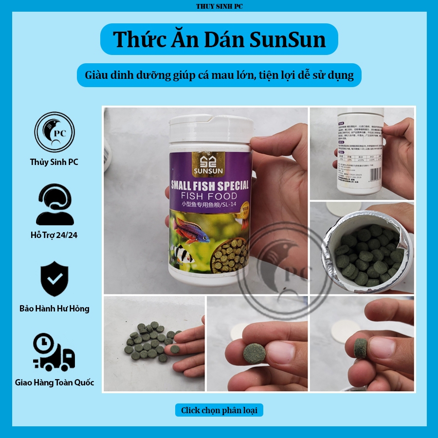 Viên thức ăn dán bể cá cảnh thủy sinh