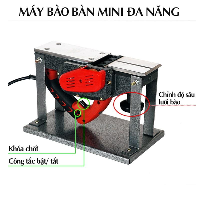Máy bào bàn mini đa năng 1020W, 2 trong 1 bàn bào + cầm tay, 16.000 vòng/phút