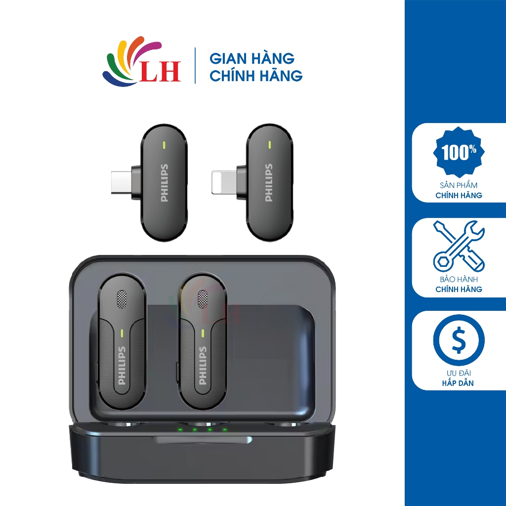 Micro không dây Wireless Lavalier Philips 2 Micro DLM9002 - Hàng chính hãng