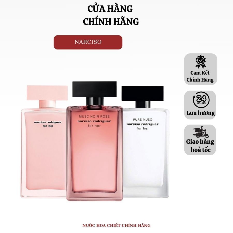 [ Chính Hãng ] Nước Hoa Nữ Narciso Rodriguez For Her, Musc Noir Rose, Pure Musc Dung Tích 100ml - Full Box | Tom Perfume