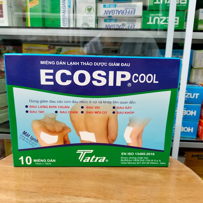 Miếng dán lạnh thảo dược Ecosip Cool - Tatra Hộp 2 gói